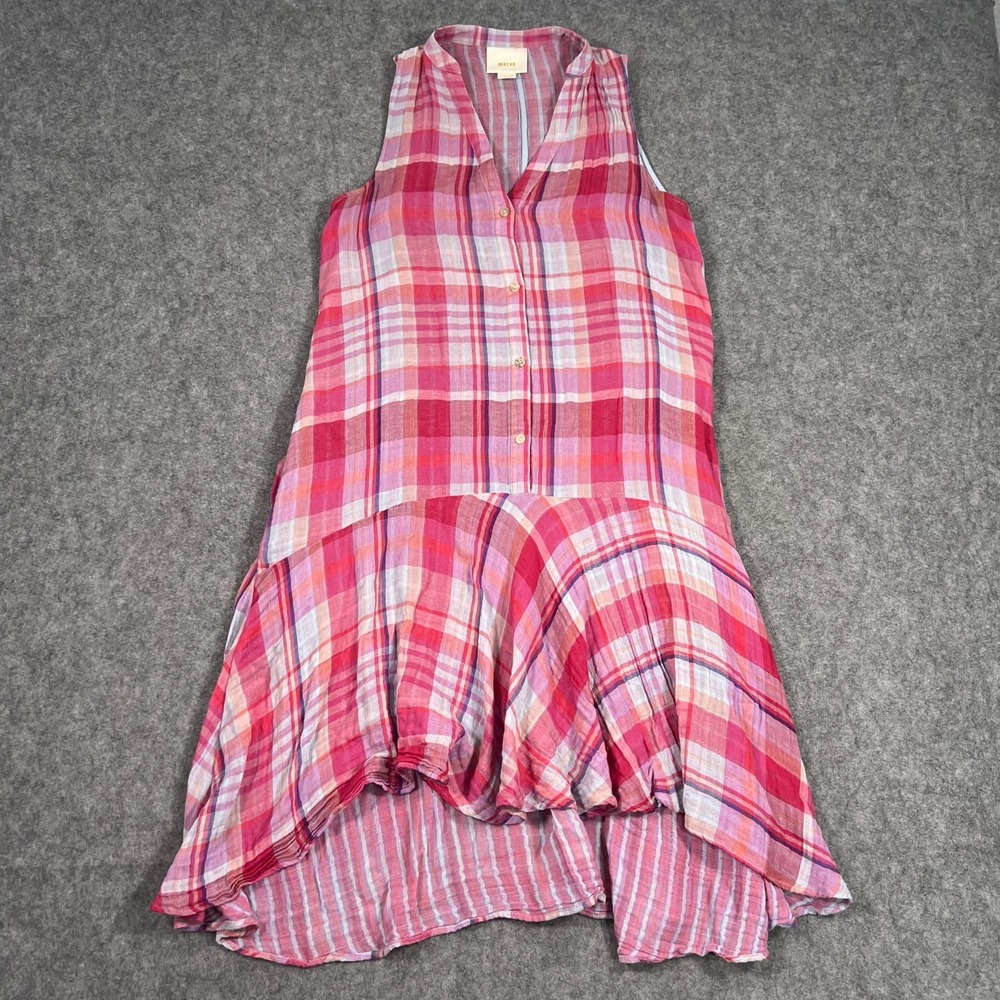 Anthropologie Maeve Red Motif‎ Plaid Pippa Swing Dress Women's Size Small